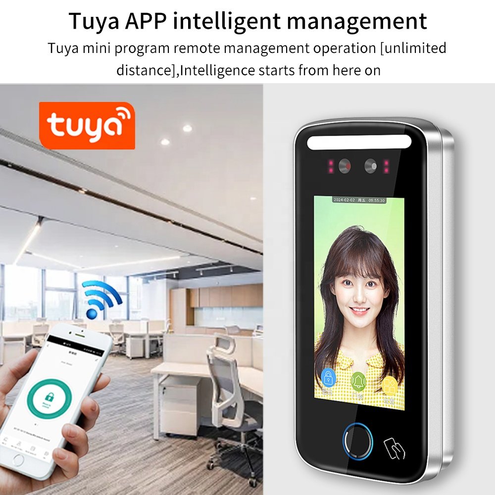 Tuya APP Face Attendance WIFI remote control Access Control fingerprint Unlock AI Face Facial Recognition RFID Card Password