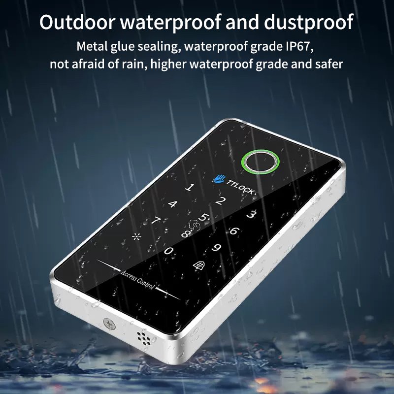 Metal Waterproof Bluetooth Smart Phone Ttlock app Touch Keypad Fingerprint access control card reader system