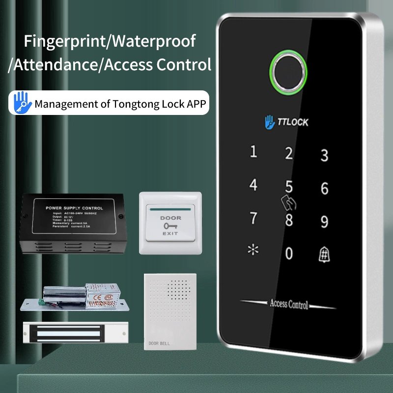 Metal Waterproof Bluetooth Smart Phone Ttlock app Touch Keypad Fingerprint access control card reader system