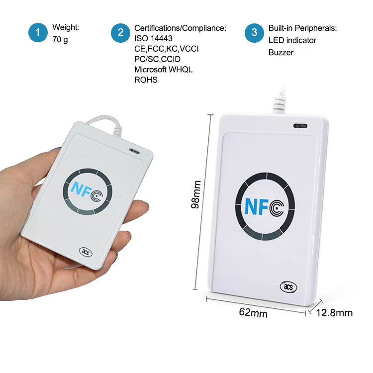 13.56mhz IC Interface NFC Access Control Card Reader RFID ACR1281U NFC contact cards contactless Card Reader