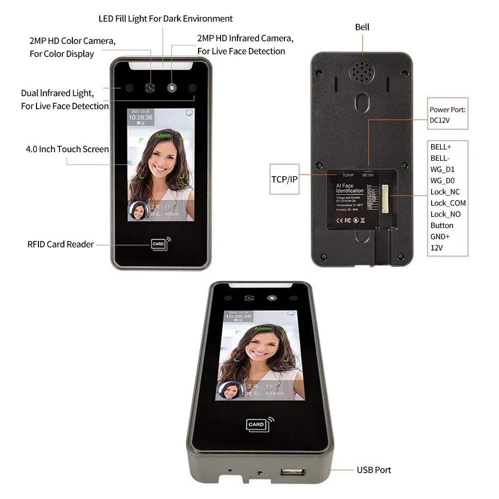 Door control access system Biometric access control products With TCP IP wifi 5000 User Dynamic Face Time Attendance machine