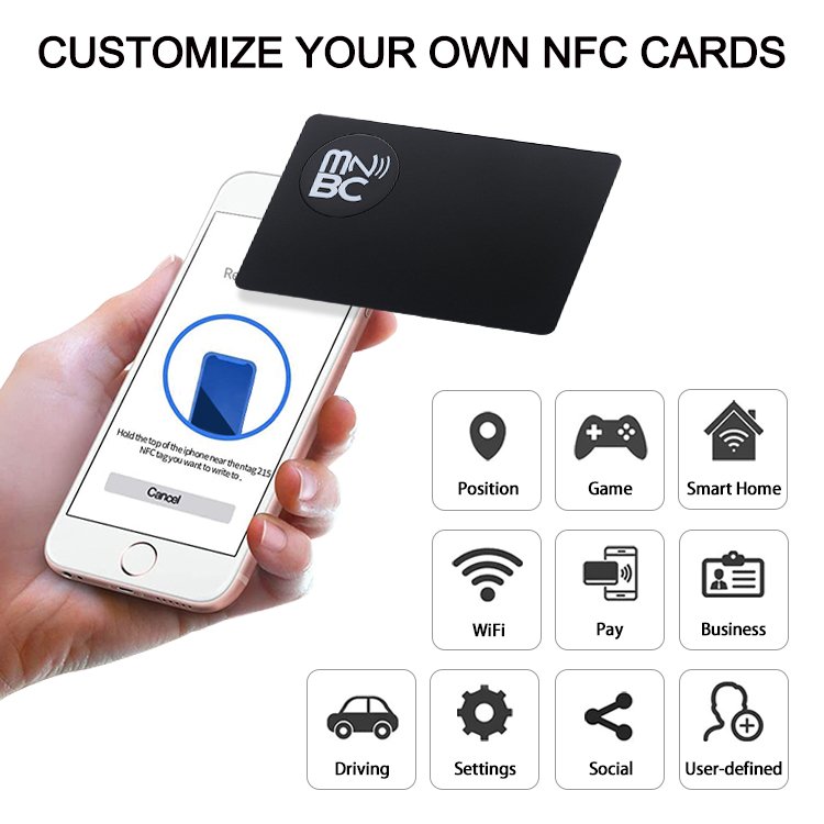 Manufacturer Customized Metal Nfc Card Memory Matt Black Blank Rfid Metal Contactless Business Card