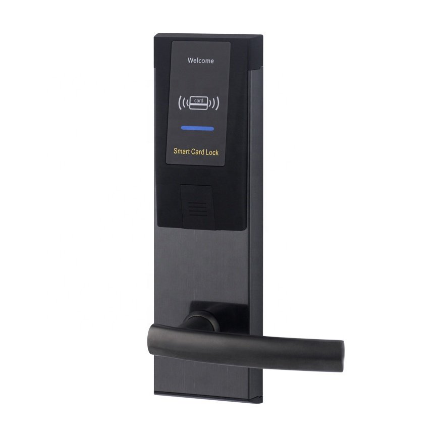 Electronic Programmable Stainless Steel RFID IC Room Key smart Card door Locks RF Hotel Access Control Locks for wooden door
