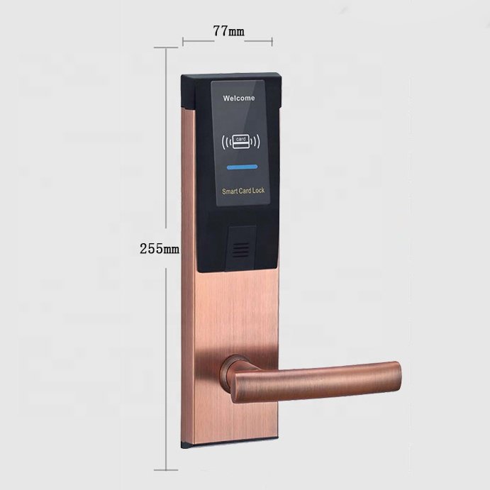 Electronic Programmable Stainless Steel RFID IC Room Key smart Card door Locks RF Hotel Access Control Locks for wooden door
