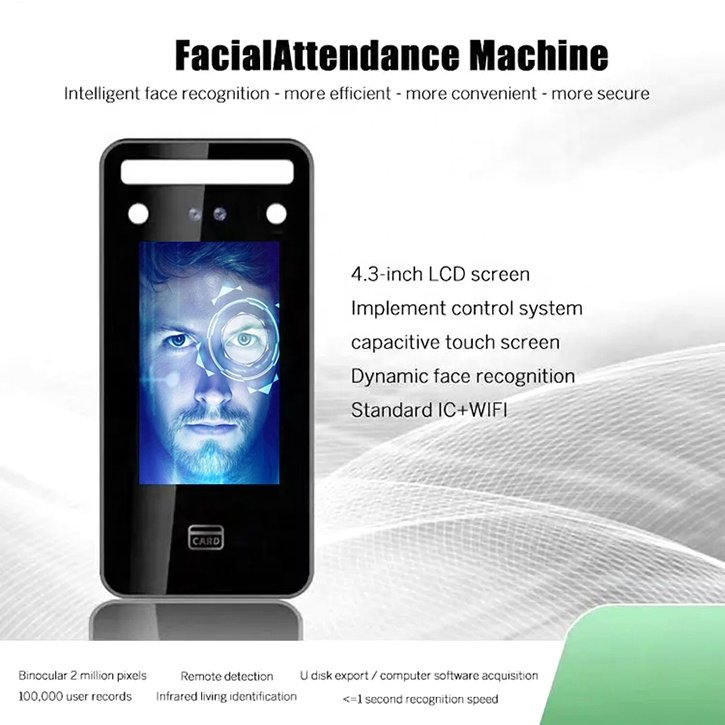 4.3 inch Screen with fingerprint face recognition door lock access control card reader with biometric and face