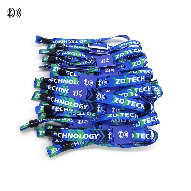 Small NTAG213 RFID Card With Fabric Wristband Access Control Fabric NFC Wristband