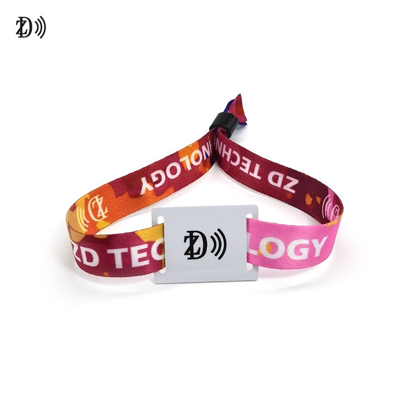 Small NTAG213 RFID Card With Fabric Wristband Access Control Fabric NFC Wristband