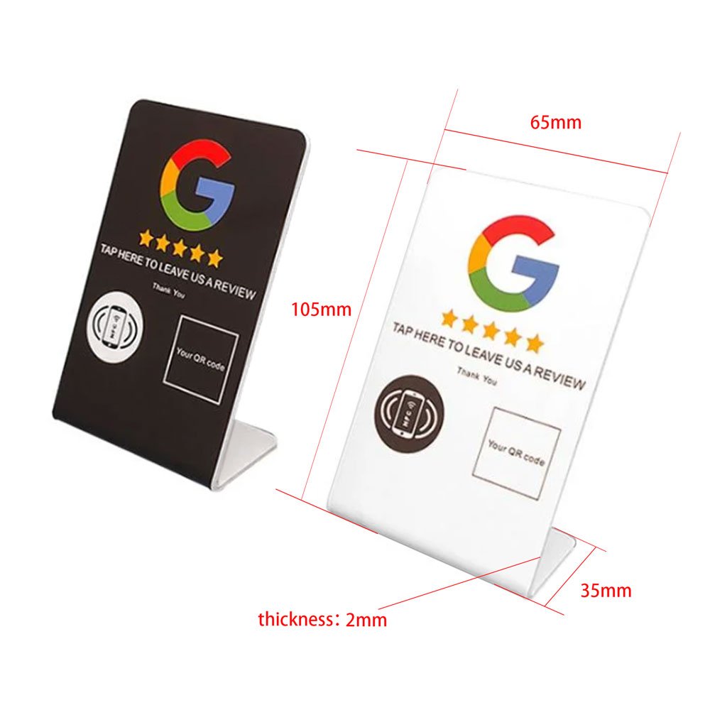 Popular Selling Custom NFC PVC Google Review Card Stand Social Media Review NFC Menu Display Stand