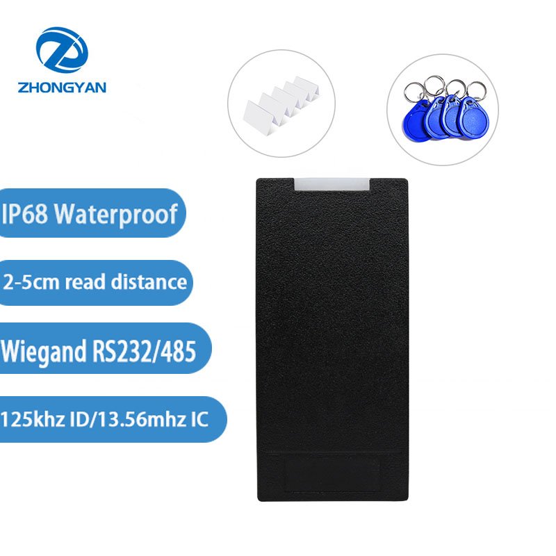 Contactless Smart Card Reader IP68 Waterproof Wiegand 26 34 Interface 125KHz EM4100 ID RFID Access Control Door Lock Card Reader