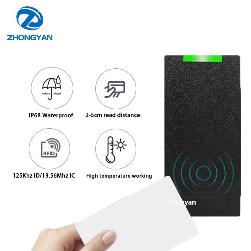 Contactless Smart Card Reader IP68 Waterproof Wiegand 26 34 Interface 125KHz EM4100 ID RFID Access Control Door Lock Card Reader