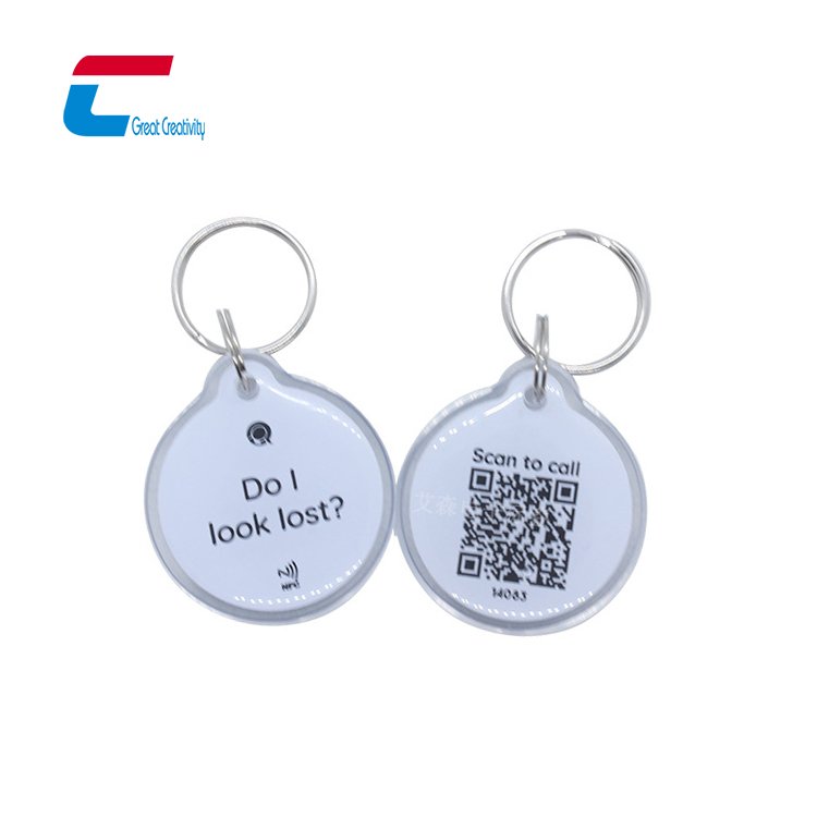 Custom Waterproof PET PVC Domed Epoxy NFC Keychain NTAG 213 NFC Smart Keychain Card