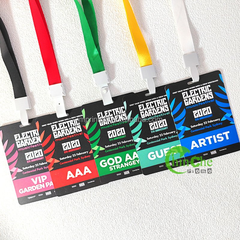 PVC Laminated VIP Media Plastic Card Double punch Backstage Access Control Card with Two Holes Event Pass Badge