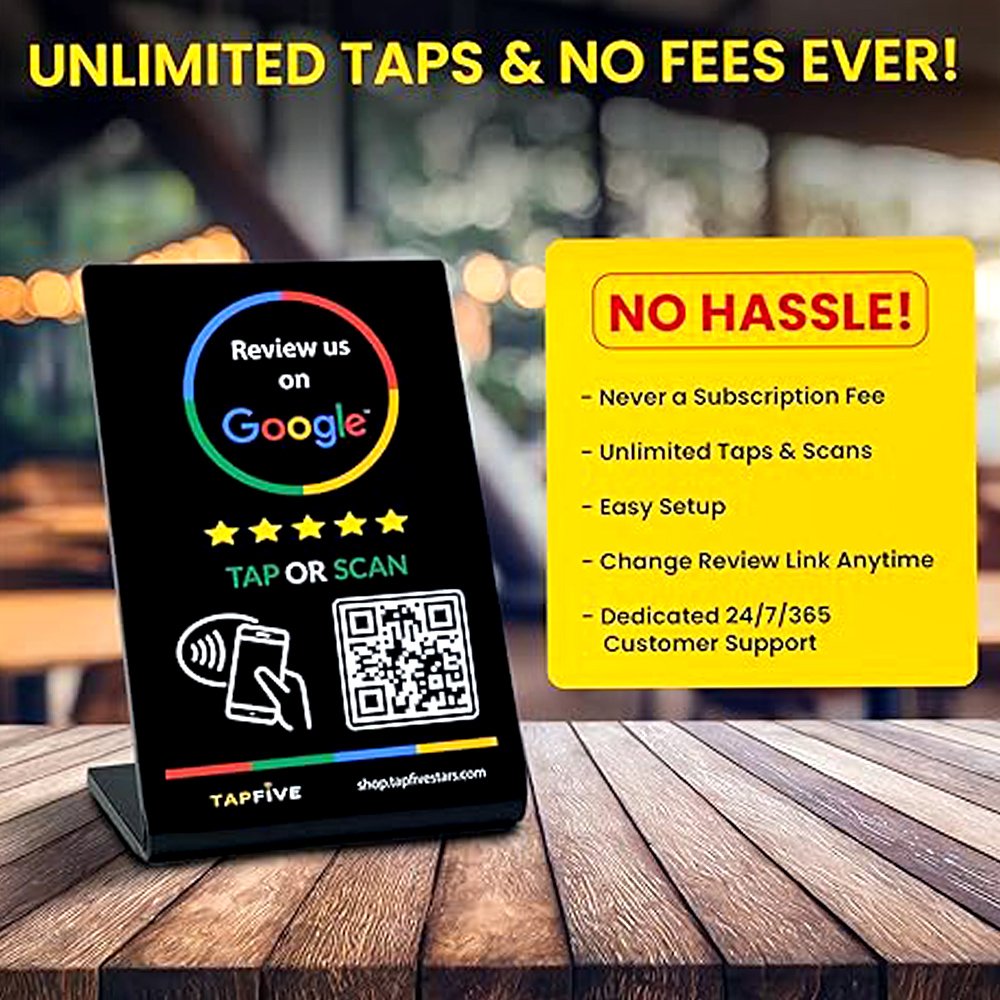 Custom QR code NFC Chip contactless google play gift card Google Review Tap Display Stand