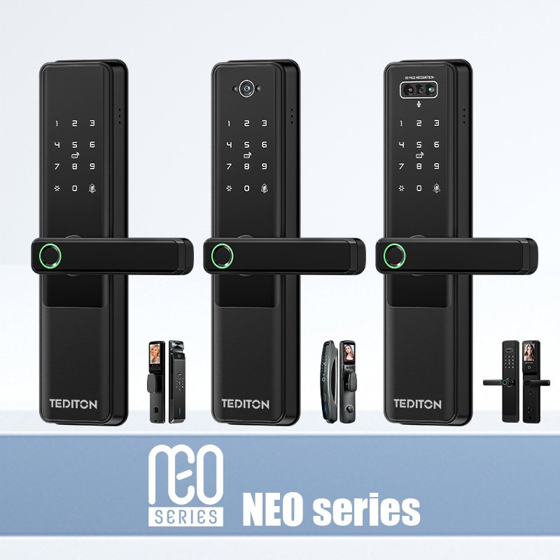 Tediton NEO TTlock Door Entry Touch Screen Face ID Smart Door Lock Fingerprint Biometric Access Control System With Doorbell