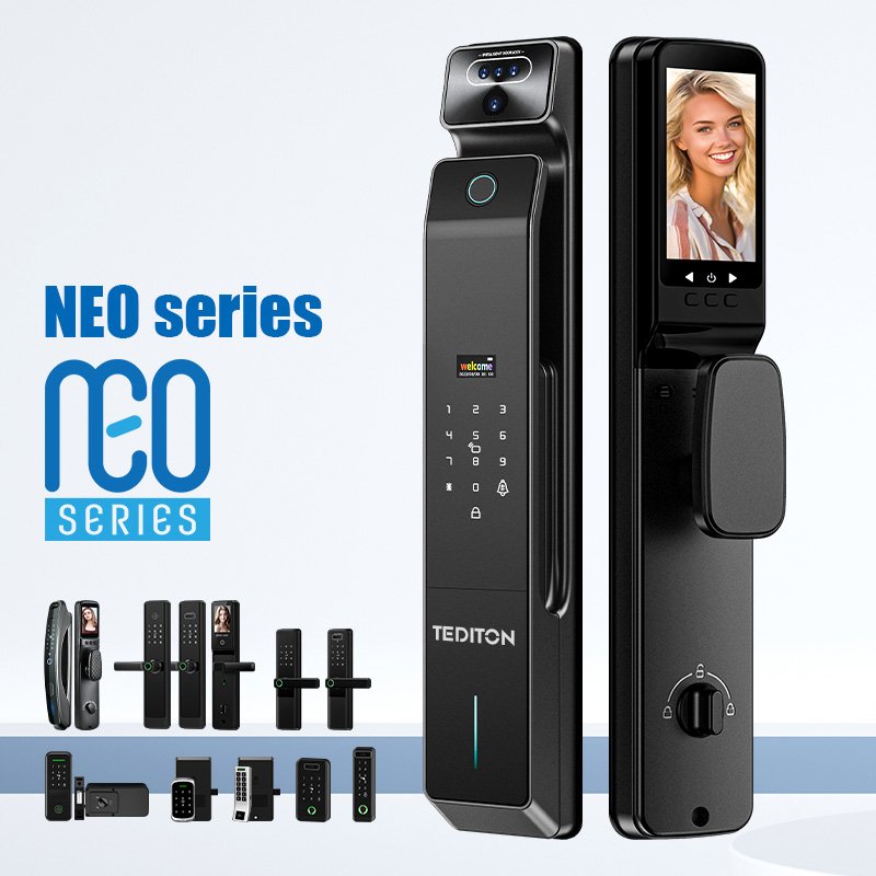 Tediton NEO TTlock Door Entry Touch Screen Face ID Smart Door Lock Fingerprint Biometric Access Control System With Doorbell