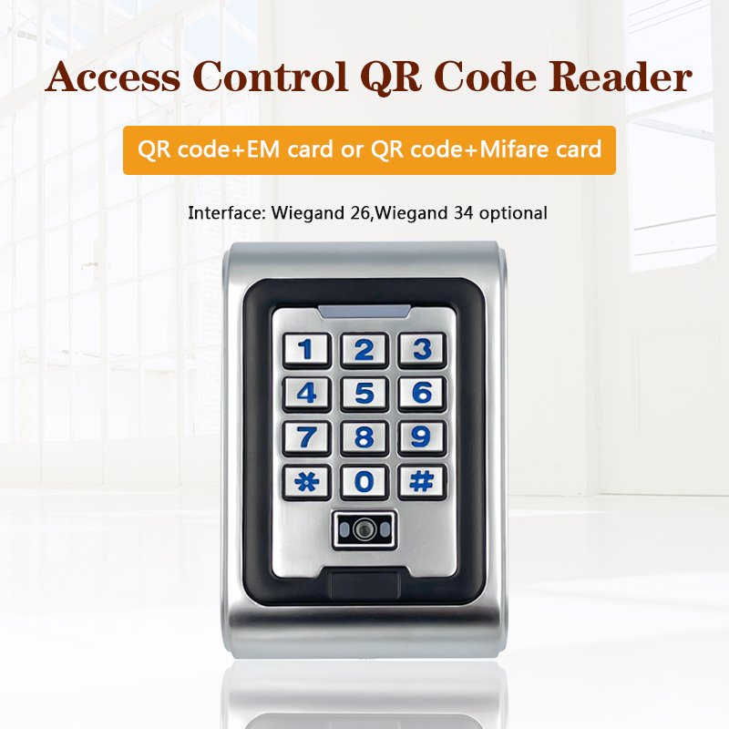 Metal Waterproof Qr Code Scanner Rfid 13.56mhz Wiegand 26/34 Qr Code reader access control outdoor QR Code reader