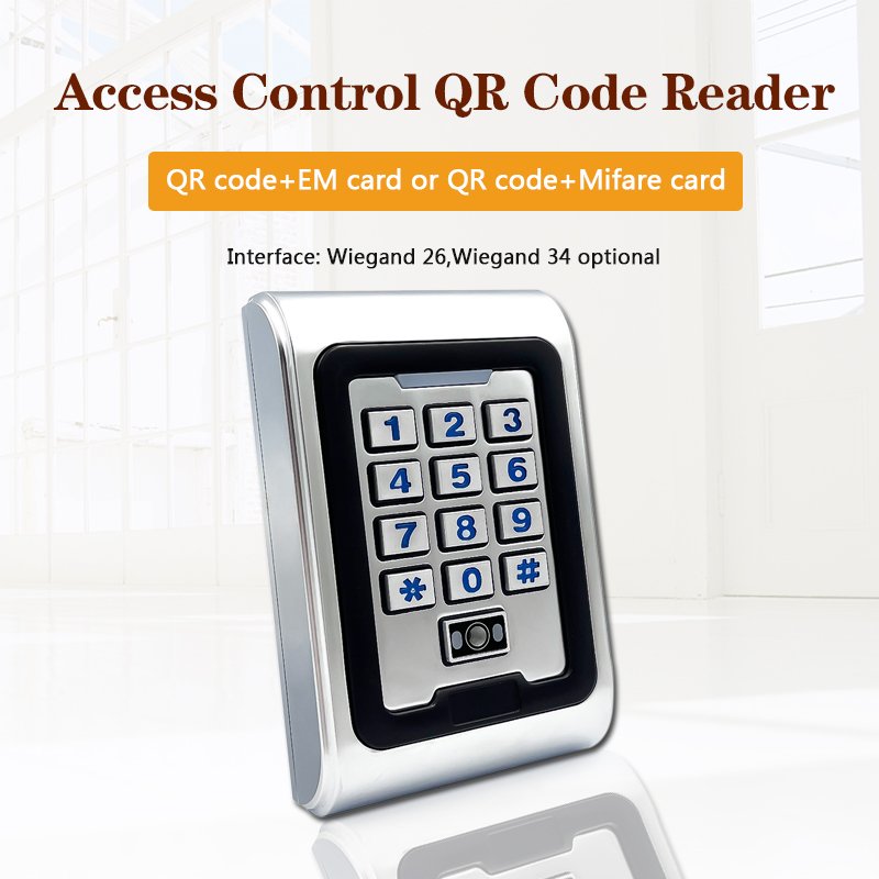 Metal Waterproof Qr Code Scanner Rfid 13.56mhz Wiegand 26/34 Qr Code reader access control outdoor QR Code reader