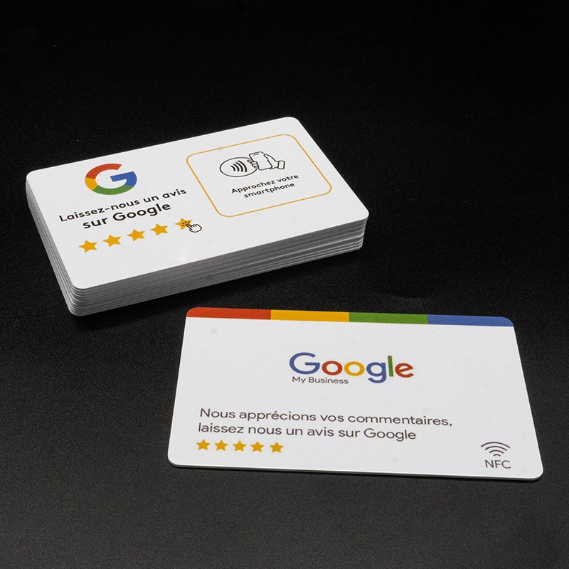 Custom review us on google review card rfid pvc business card nfc bussines card logo printable