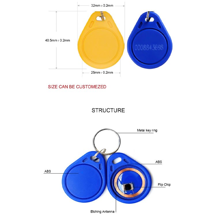 13.56mhz Waterproof Rewritable Key Tag For Security System Smart Access Hotel Key Rfid Key Fob Gym Locker Nfc Key Chain
