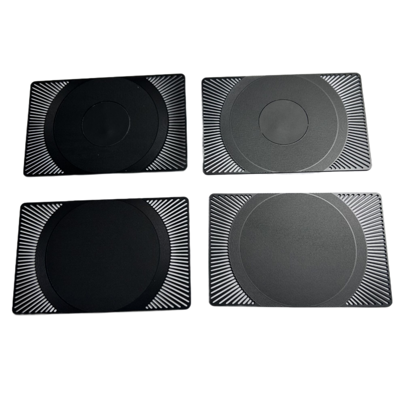 2024 Best Seller Black Leather Effect Metal NFC Business Card Blank Metal Digital Social Media Card With Hole and Cutout