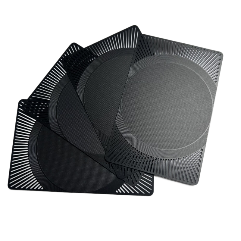 2024 Best Seller Black Leather Effect Metal NFC Business Card Blank Metal Digital Social Media Card With Hole and Cutout