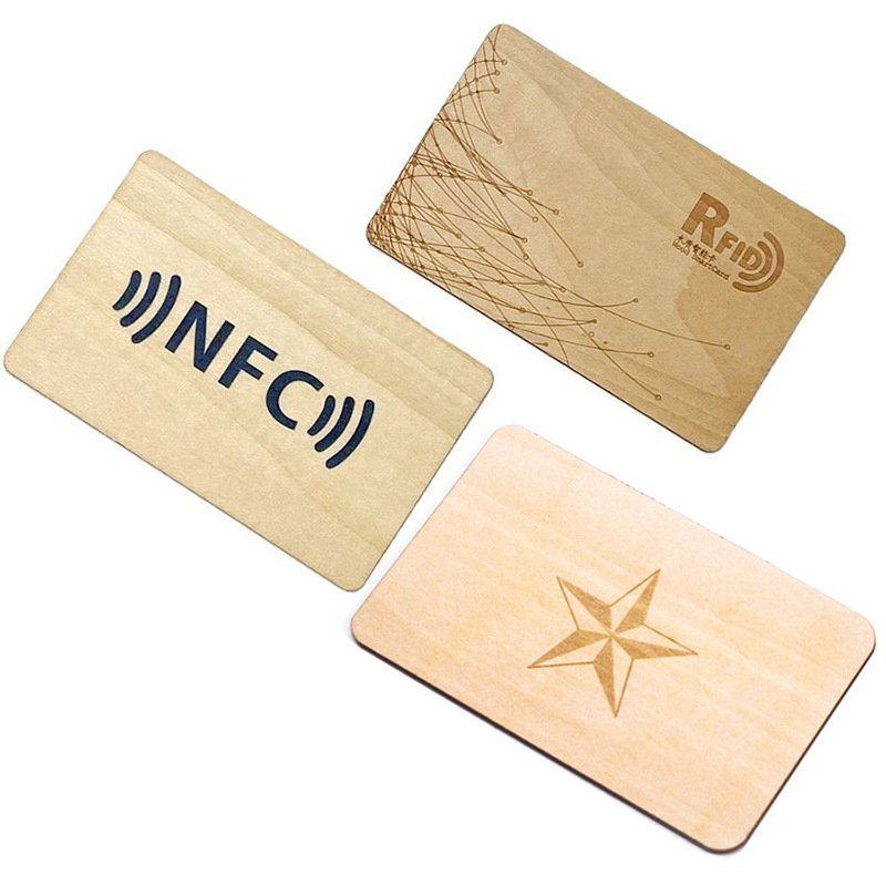13.56mhzCustomized luxury printing rfid nfc business key Wood card NFC Card bamboo business card
