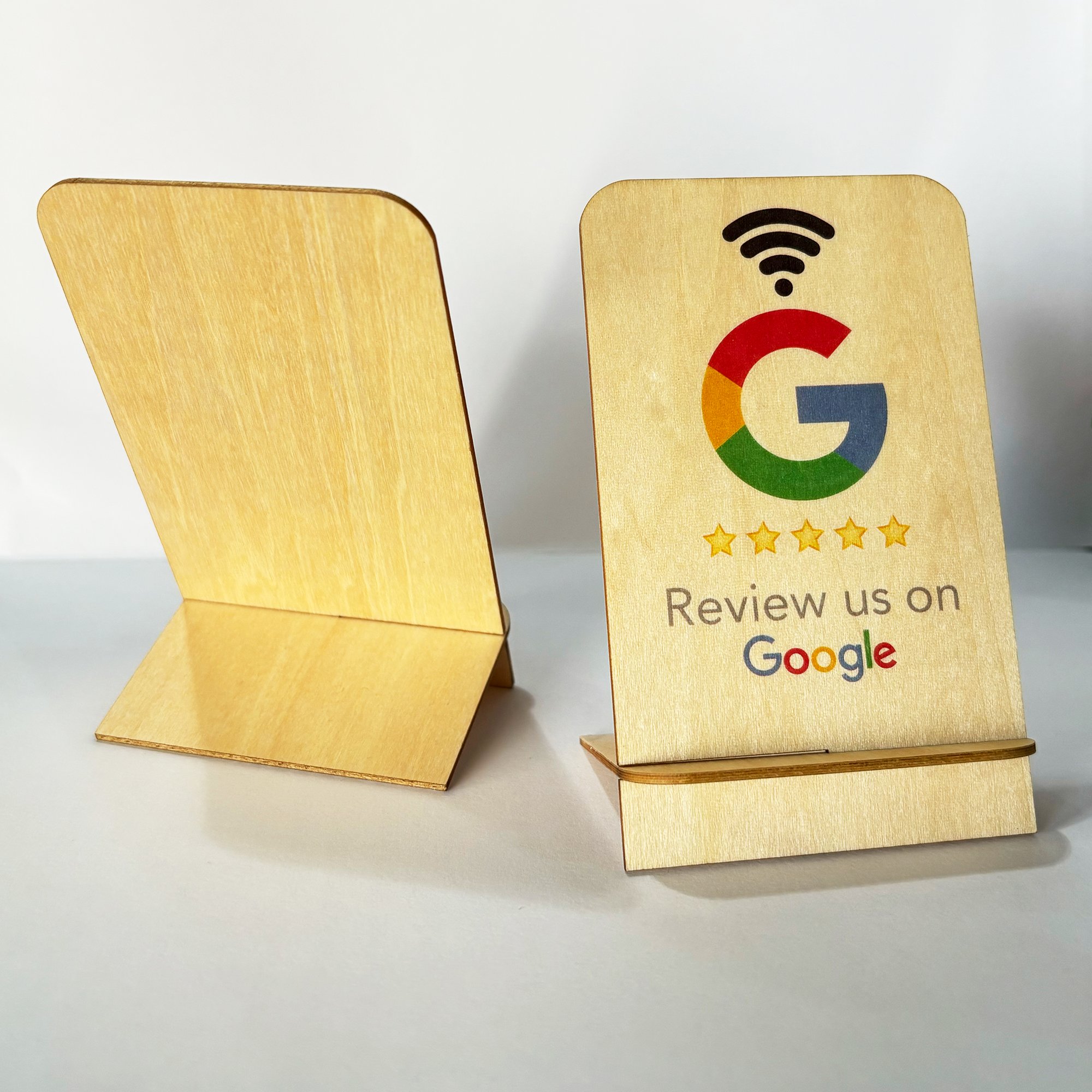 customizable wood google review stand small nfc programable table tap cards stand for more google reviews