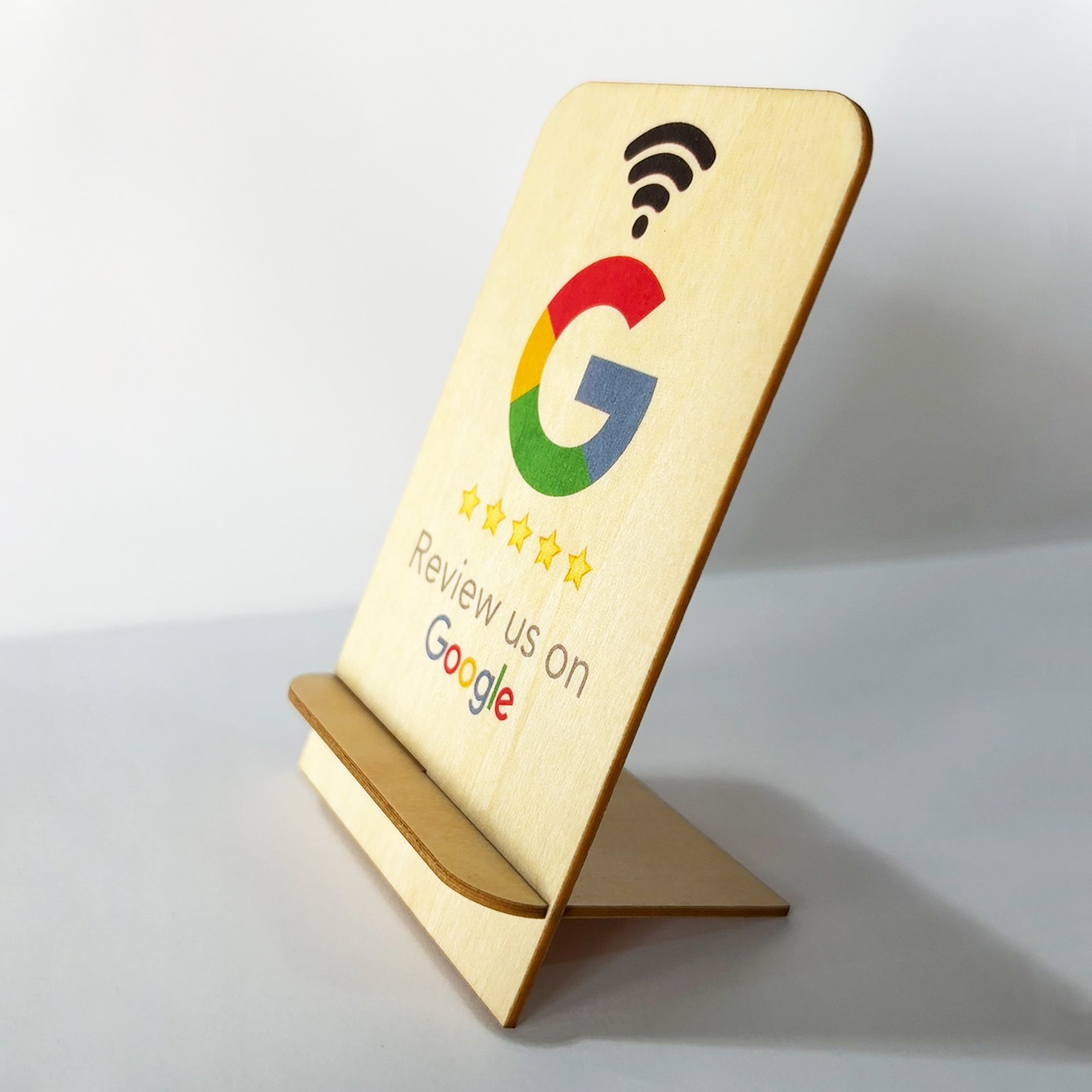 customizable wood google review stand small nfc programable table tap cards stand for more google reviews
