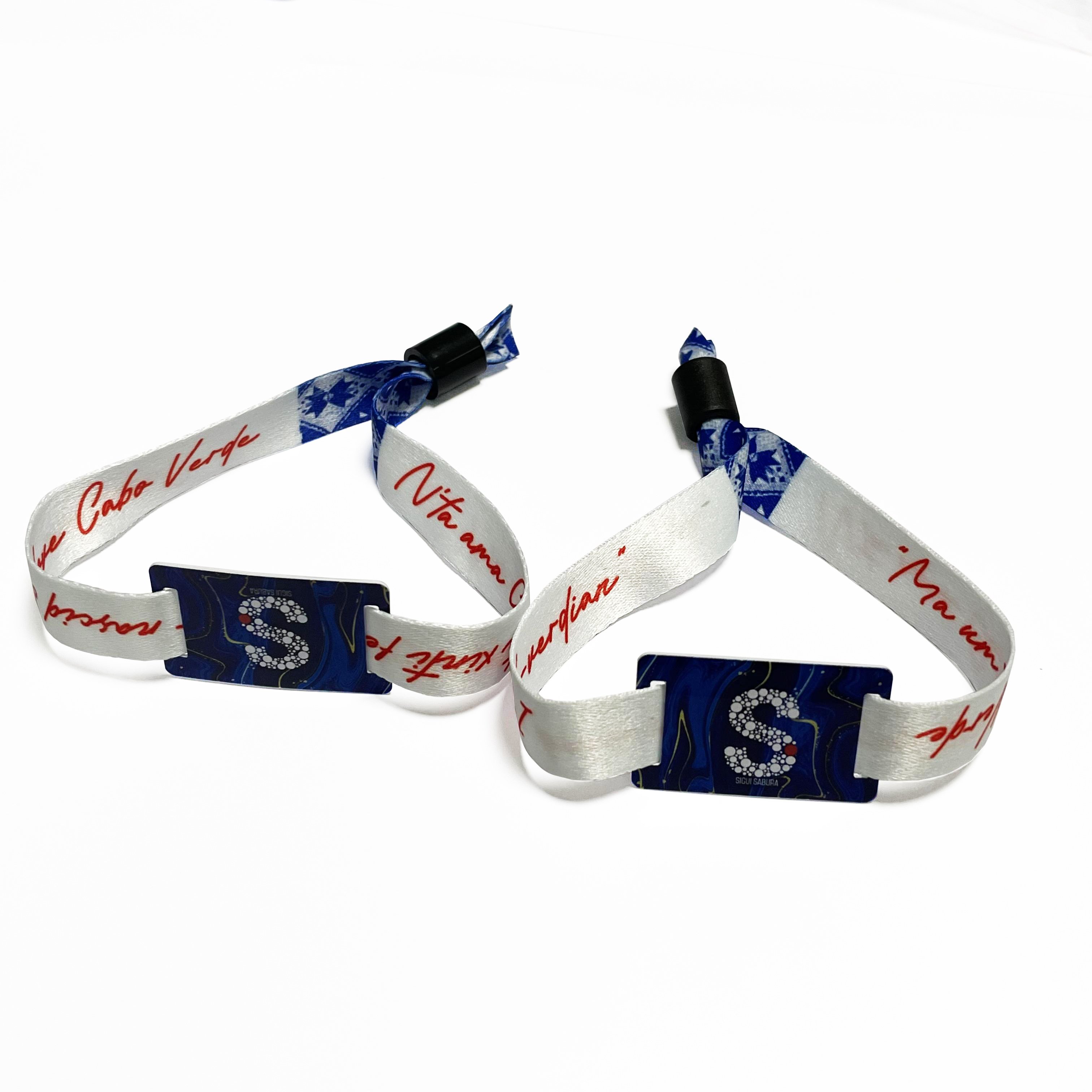 13.56mhz RFID PVC Textile Bracelet Tag NFC Fabric Woven Wristband Card For Access Control