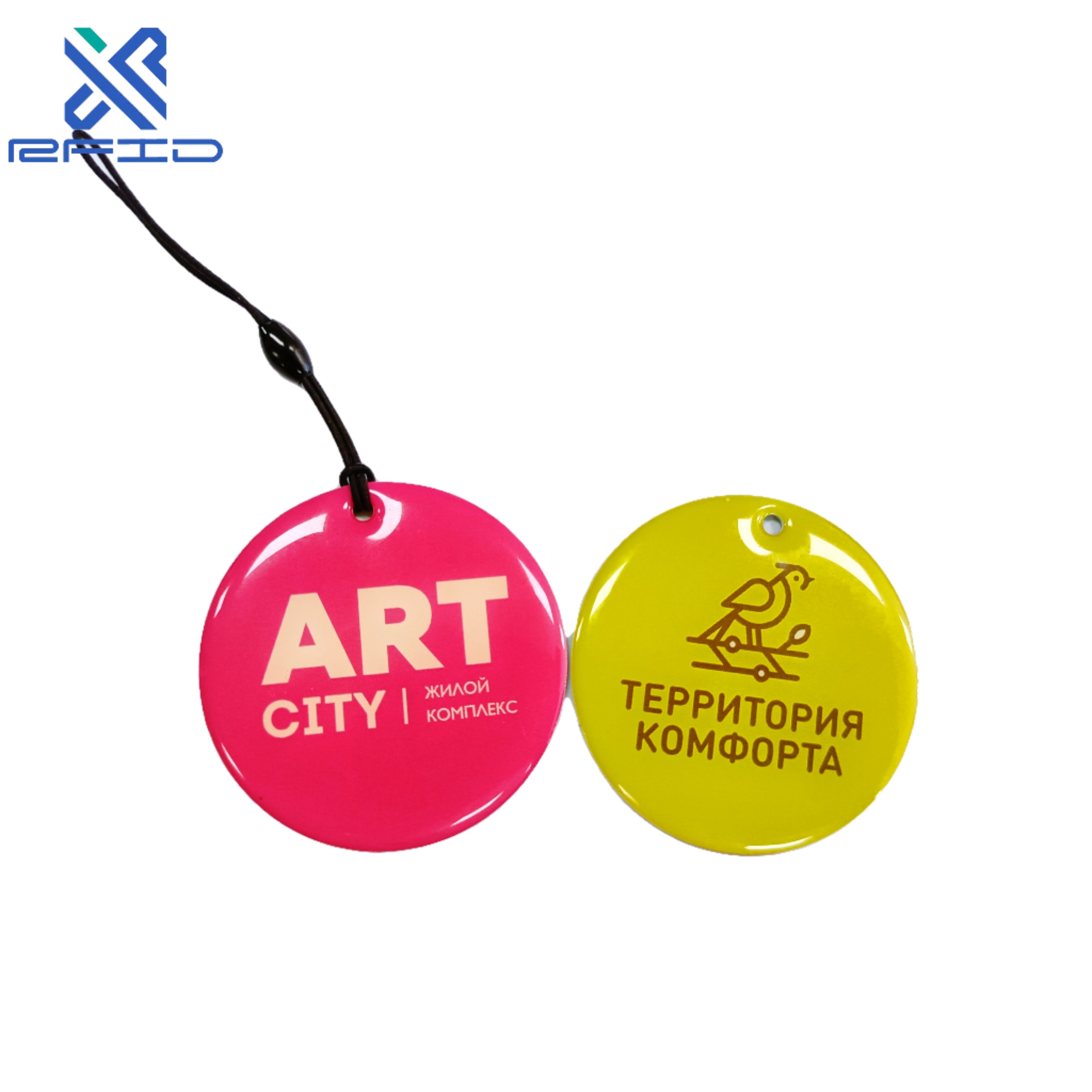 Free design NFC 13.56Mhz Google Review Keychain Tag Smart Epoxy RFID Tag For Social Media NFC Business Card For Marketing