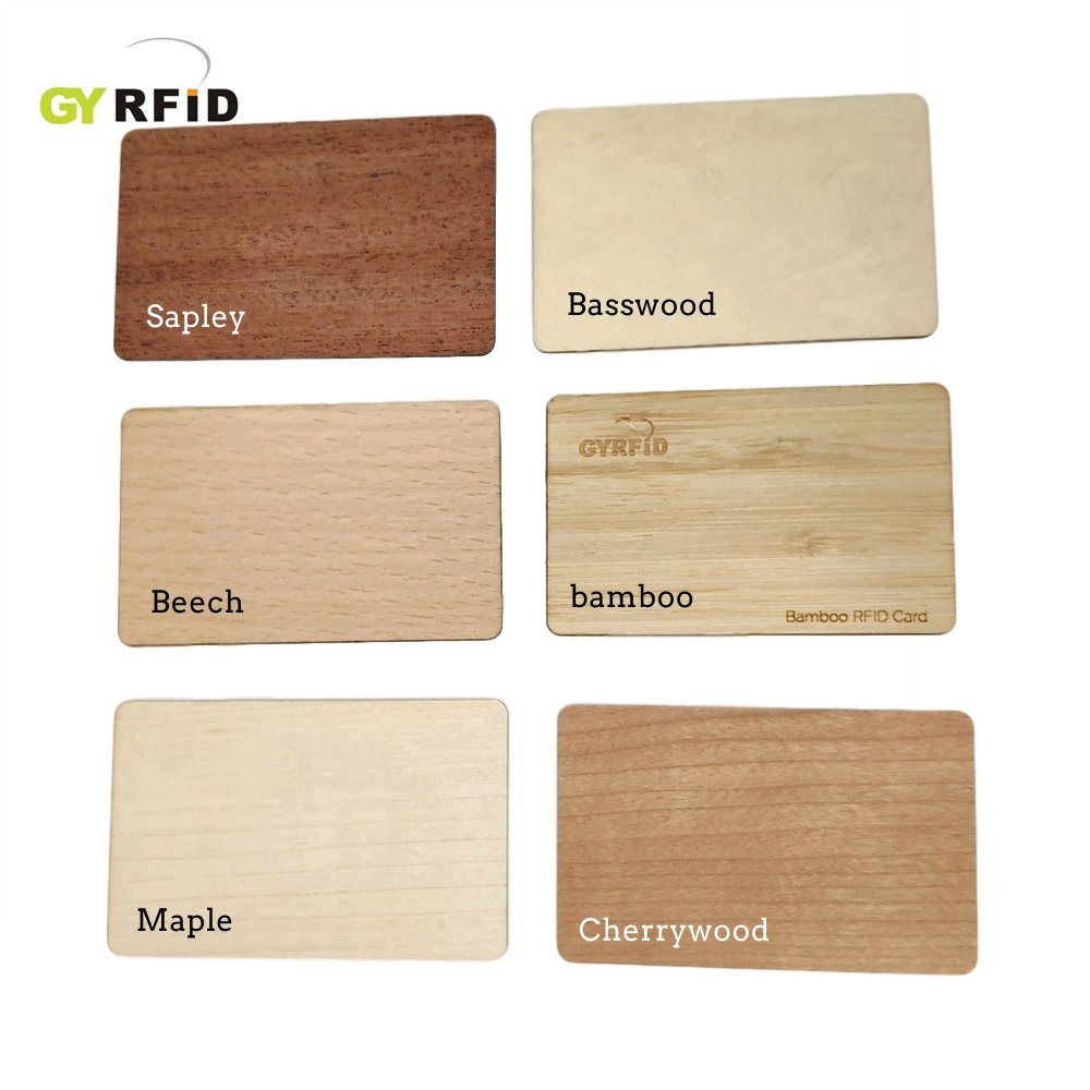 GYRFID green wood nfc card business cards for hotel control access