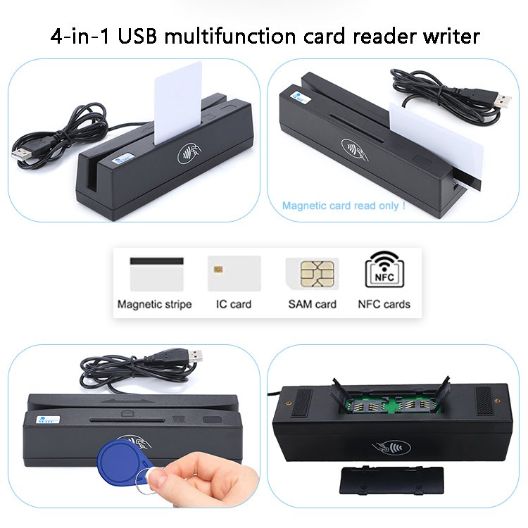 Hot selling YL160 USB interface 4 in 1 magnetic card/IC/NFC/PSAM card reader writer