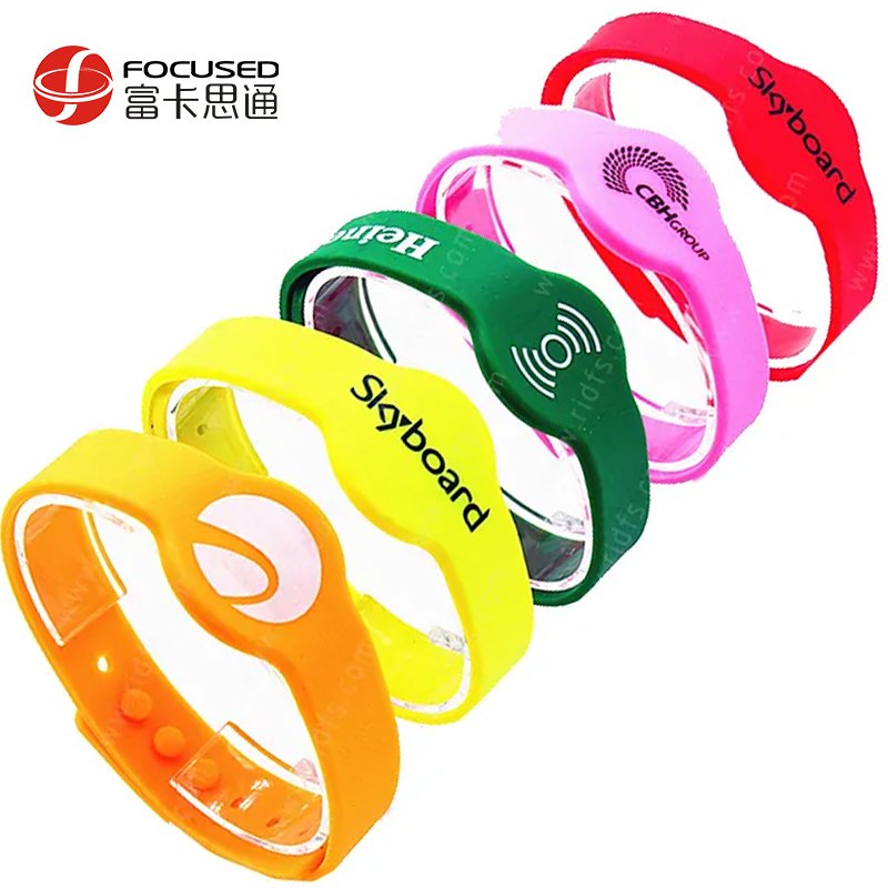 Custom waterproof wristband adjustable nfc Bracelet qr code kids children elastic Payment Bracelets nfc rfid silicone wristband