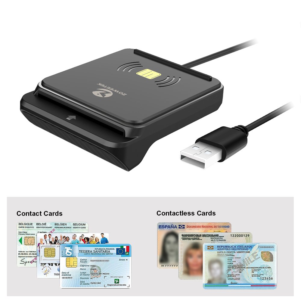 ZOWEETEK Contactless RFID NFC Smart Credit Card Reader writer 13.56 Mhz USB Access Control Card Reader Contact ID IC Chip Reader