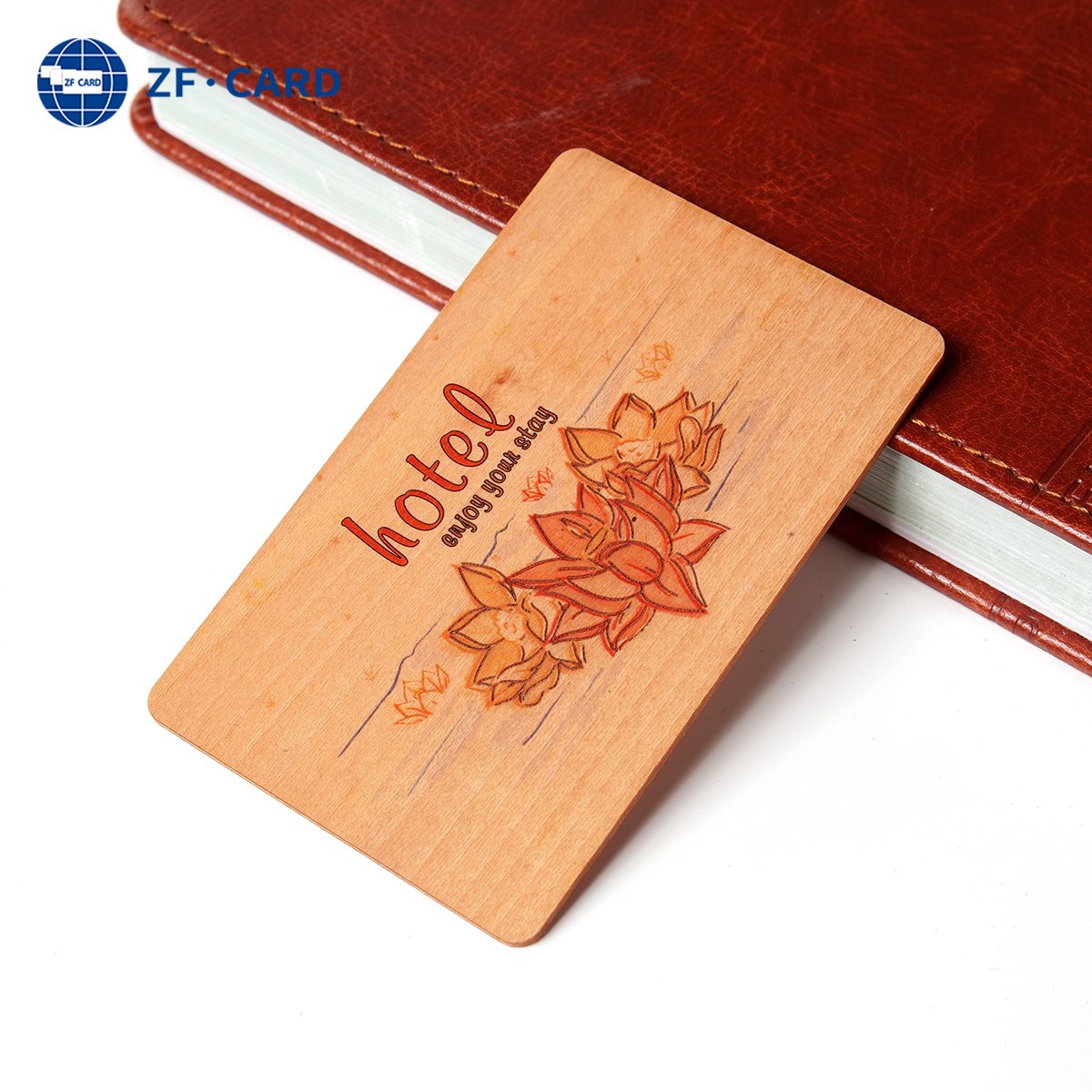 Printing Custom logo RFID NFC NTAG(R) 215 Wooden Smart Card with Personalized QR Code
