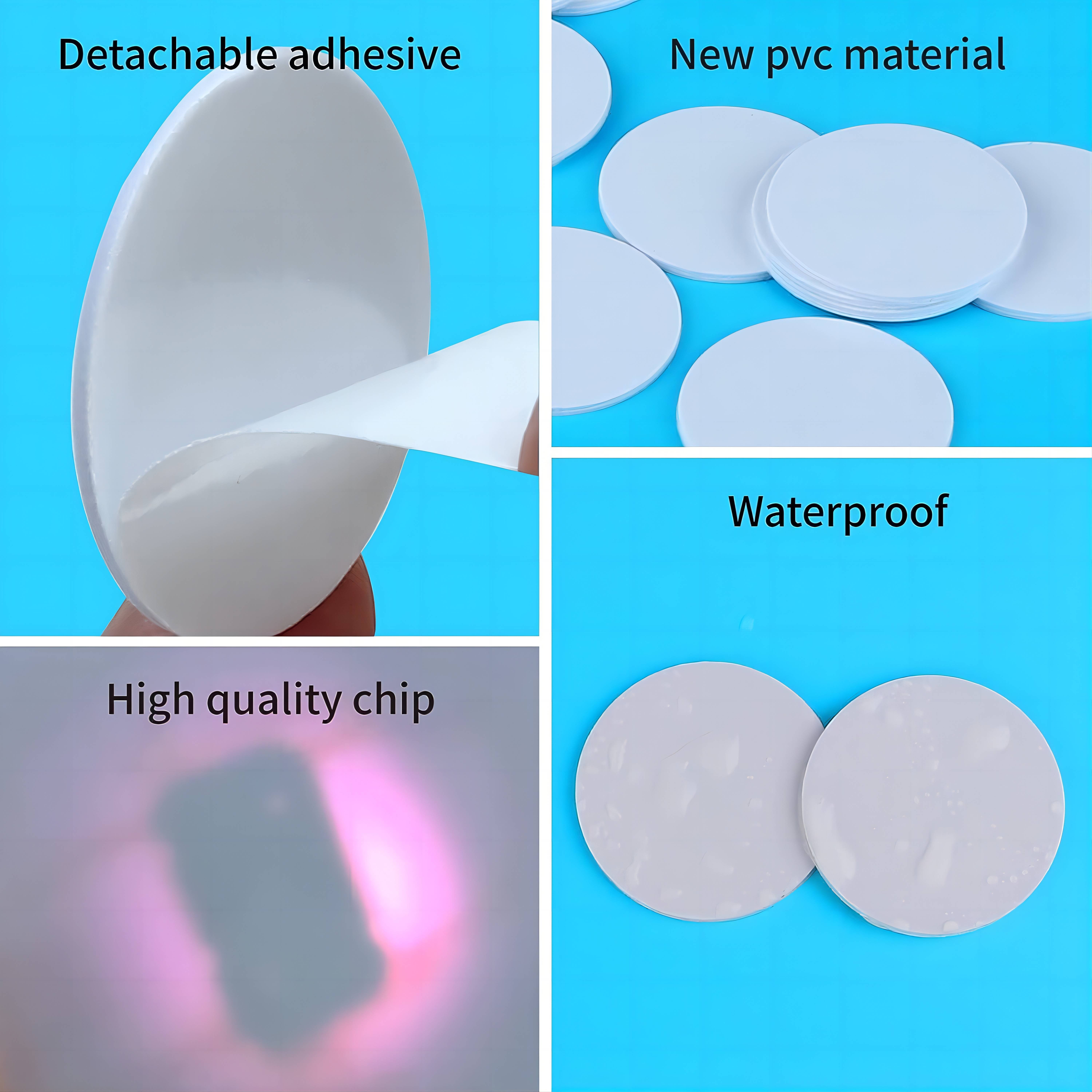 Mini RFID Disc Smart ic card Waterproof 125khz PVC NFC Coin Tags 3M Diameter Sticker of 18/20/25/30mm with T5577 Chip Hotels