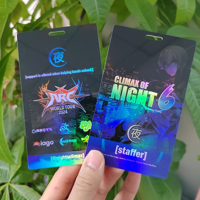 Customized High Quality Full Color Printing Hologram material Backstage VIP Passes Vip Card Id Badge name tag For Events