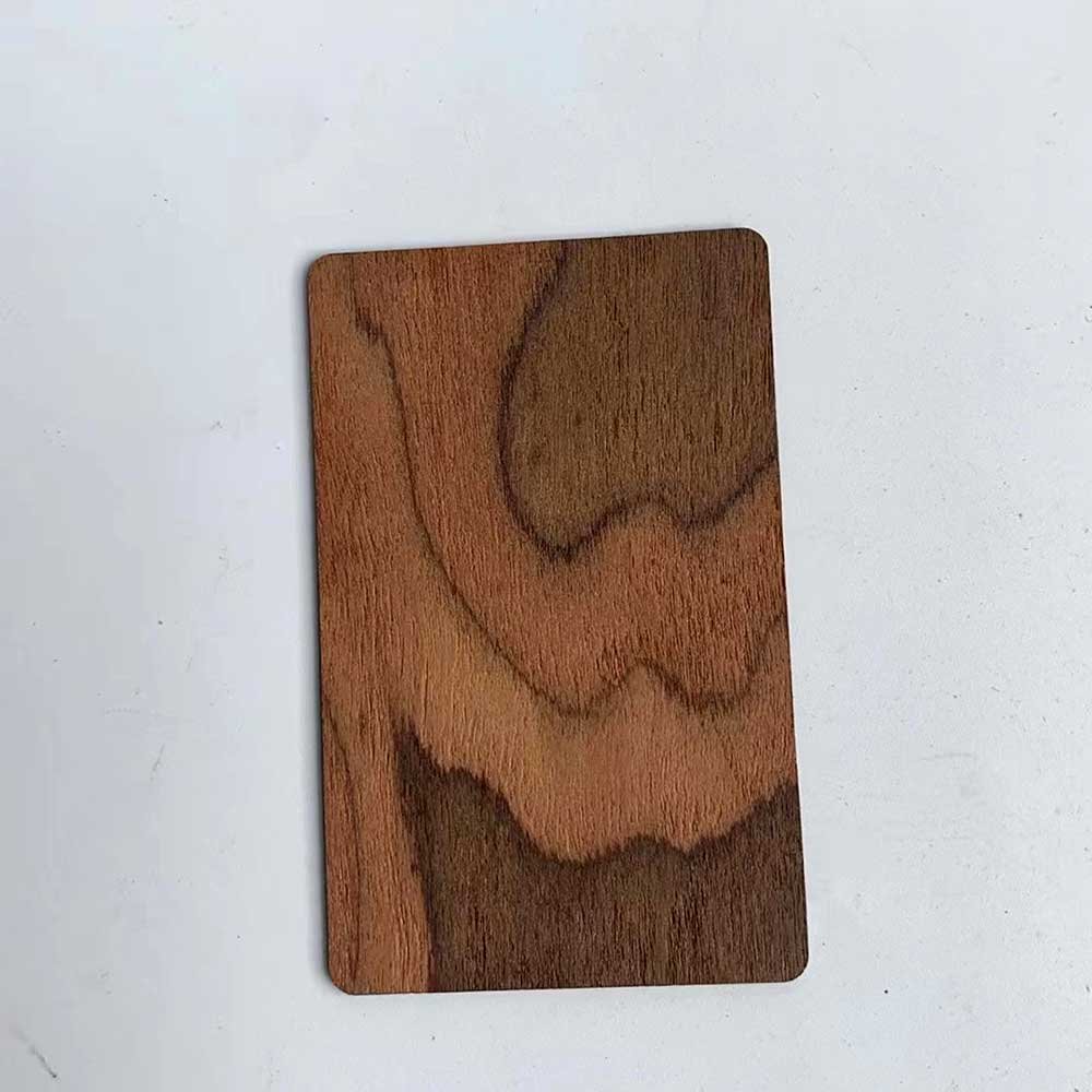 Eco-friendly 13.56mhz wood access control key tag, Zebra Tree Stump Blue Cat Eye Material 215 chip NFC RFID Business Card