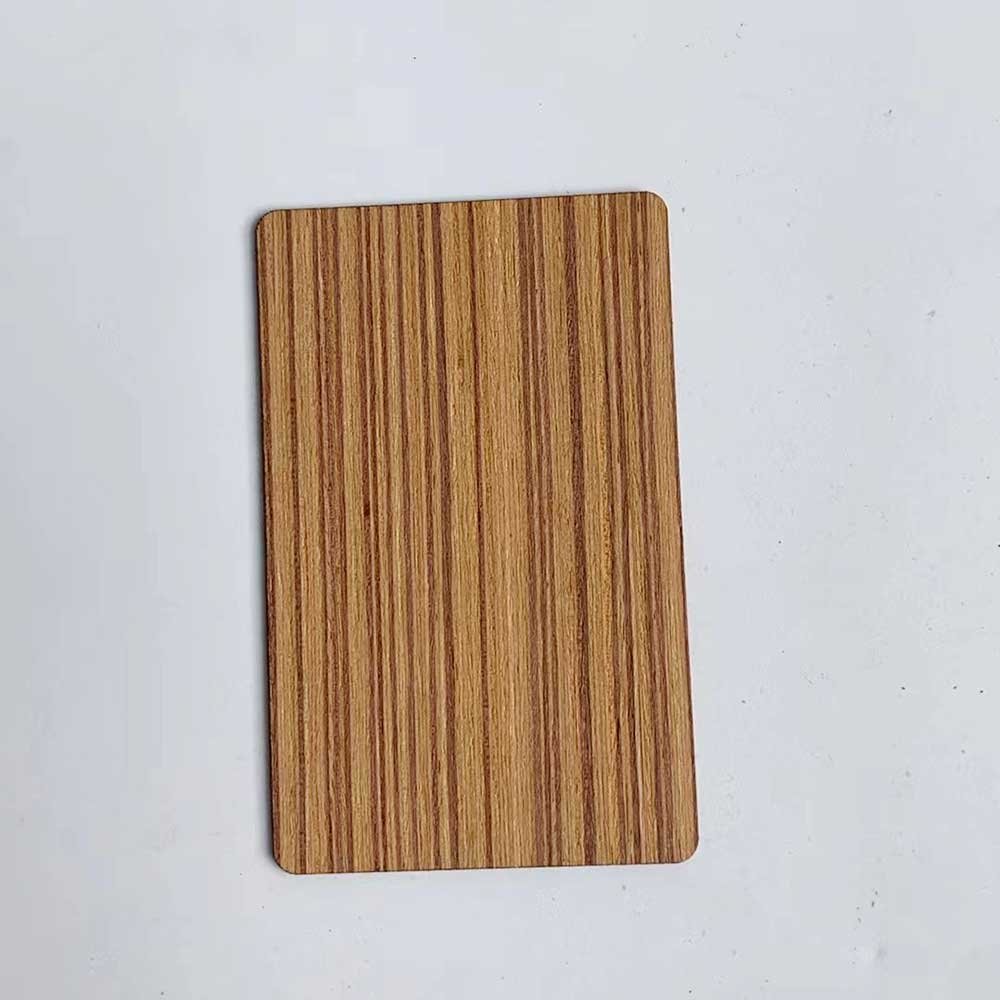 Eco-friendly 13.56mhz wood access control key tag, Zebra Tree Stump Blue Cat Eye Material 215 chip NFC RFID Business Card