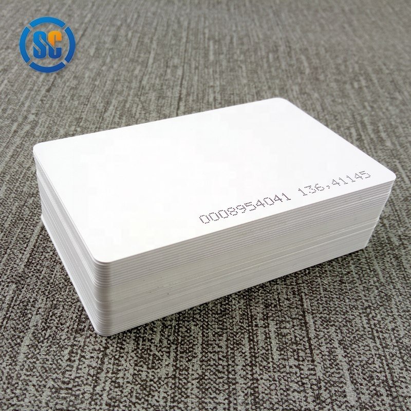 High quality wholesale LF 125KHz 64bits ID Number White Card TK4100 chip Access Card PVC White Card