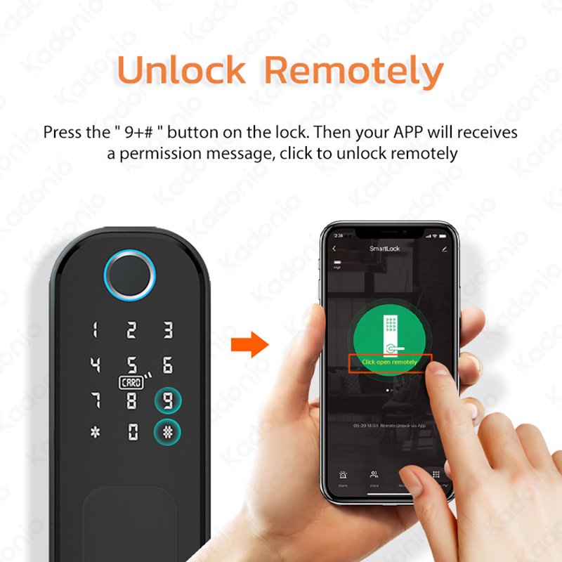 Kadonio Wireless Card Outdoor Electric Automatic Keyless Entry Fingerprint Access Control System Door Rim Lock