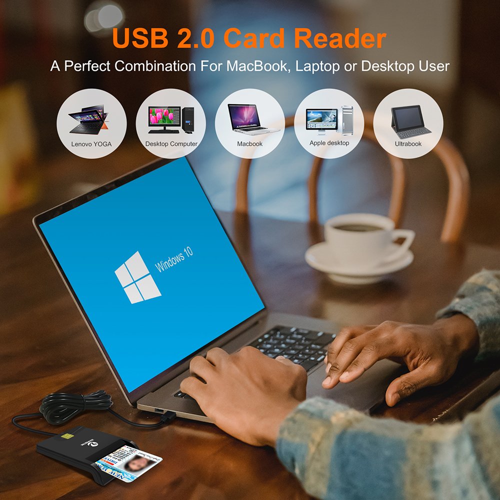 ZOWEETEK ZW-12026-1 USB Access Control Card Reader ISO 7816 Smart EMV Reader ID IC Chip Card ATM Credit Card Reader Writer