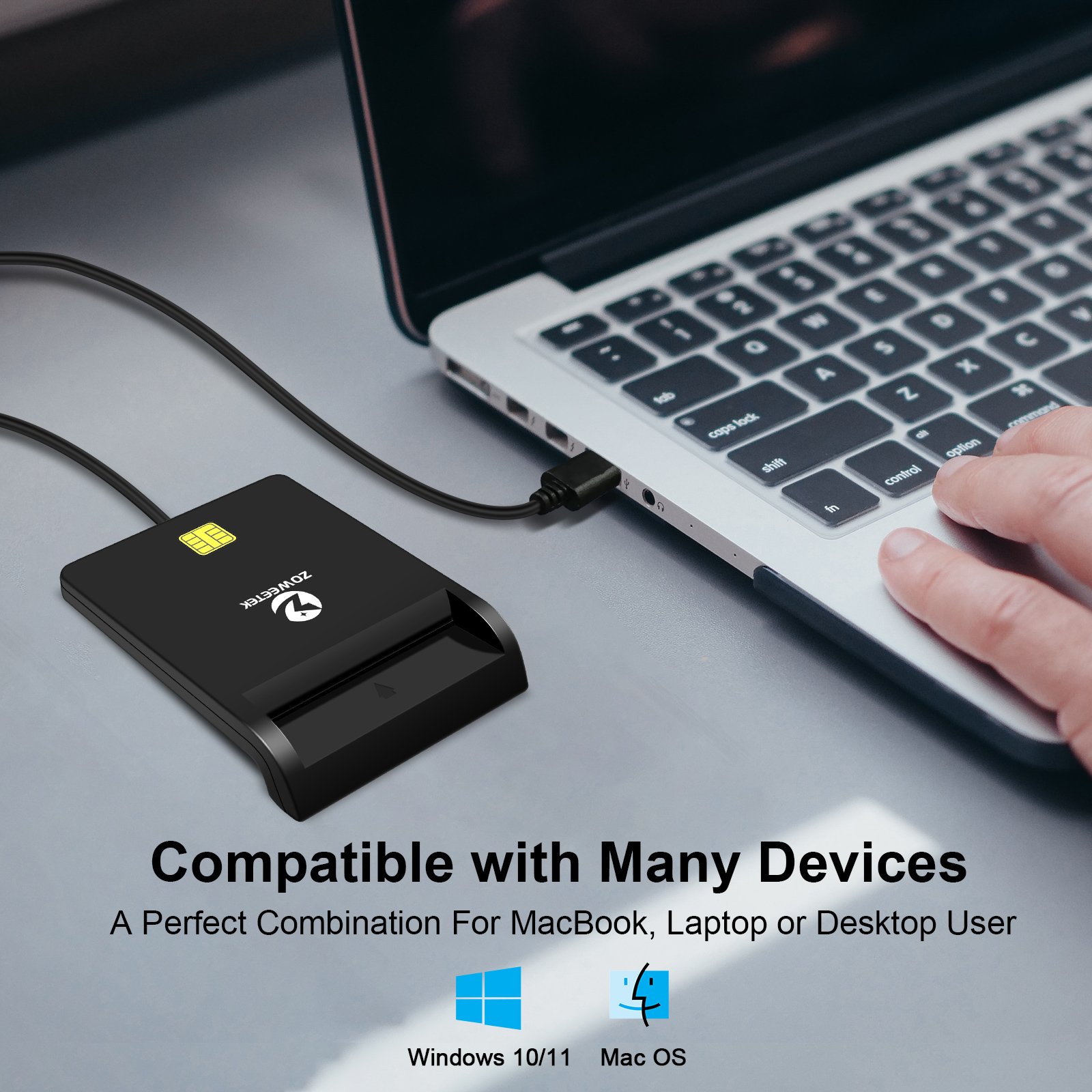 ZOWEETEK ZW-12026-1 USB Access Control Card Reader ISO 7816 Smart EMV Reader ID IC Chip Card ATM Credit Card Reader Writer