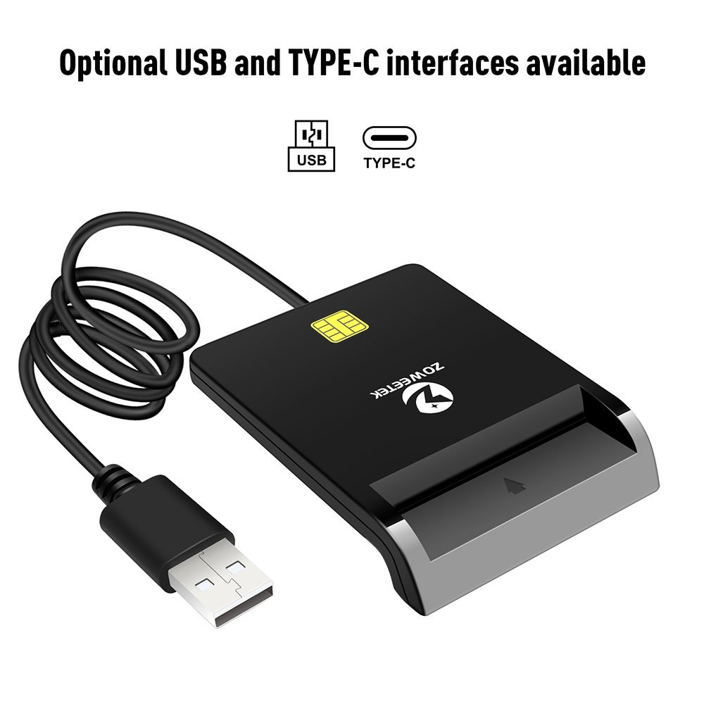 ZOWEETEK ZW-12026-1 USB Access Control Card Reader ISO 7816 Smart EMV Reader ID IC Chip Card ATM Credit Card Reader Writer