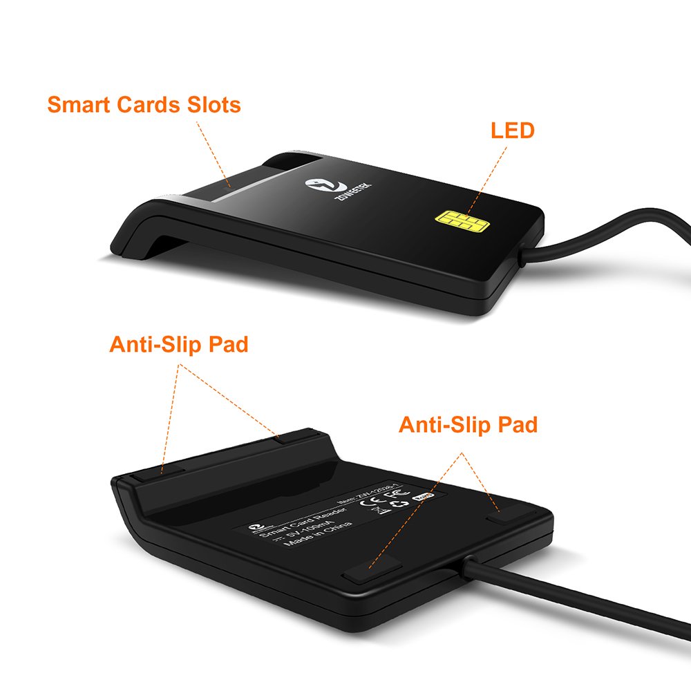 ZOWEETEK ZW-12026-1 USB Access Control Card Reader ISO 7816 Smart EMV Reader ID IC Chip Card ATM Credit Card Reader Writer