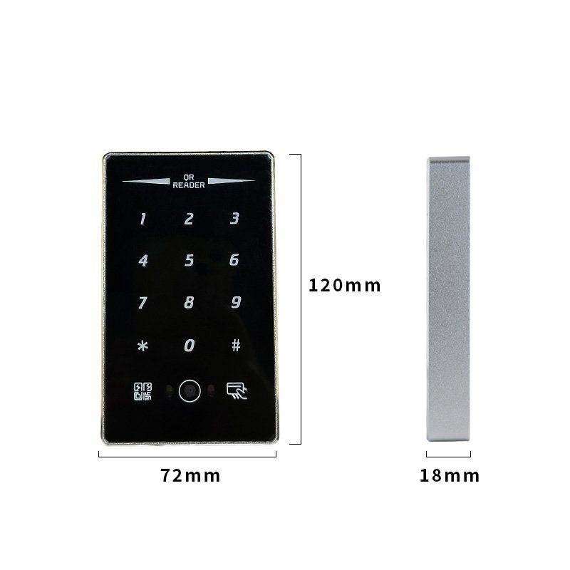 Outdoor Waterproof Touch Keypad Metal RFID Wiegand 26/34 QR Code Reader 13.56Mhz ID/IC Card Door Lock Access Control System