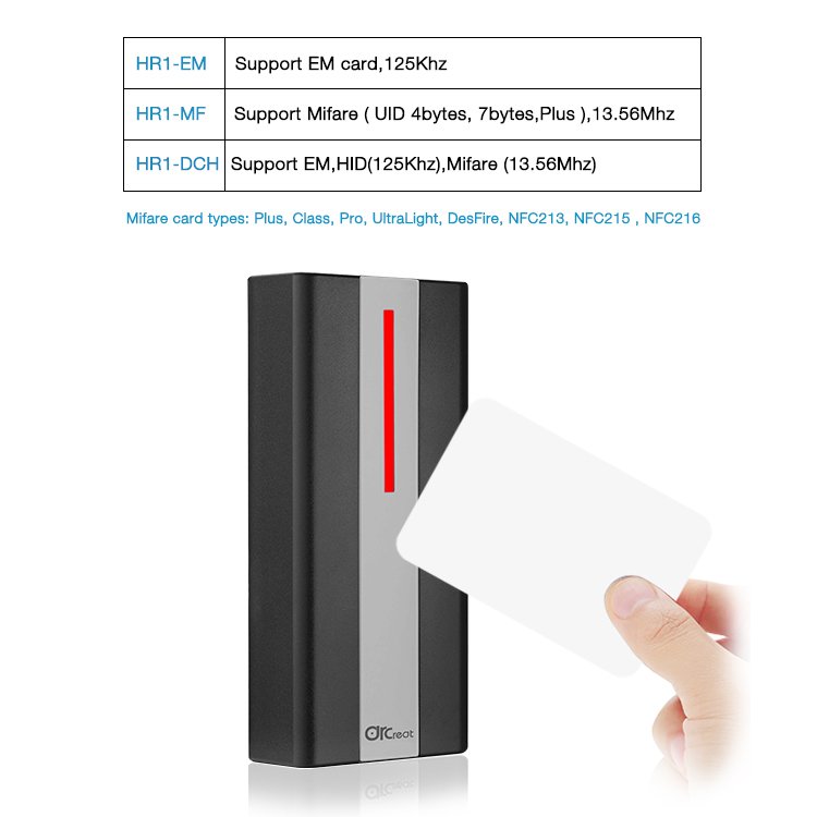 Access Control System Reader ABS Material Waterproof IP67 RFID 125KHz EM card