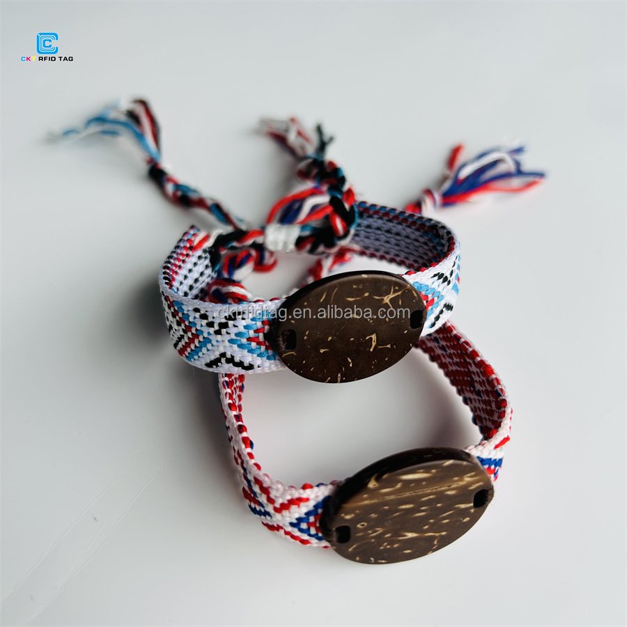 Custom Logo RFID NFC Card Wristband Handmade Cloth Woven RFID Tag Wristbands for Event Festival