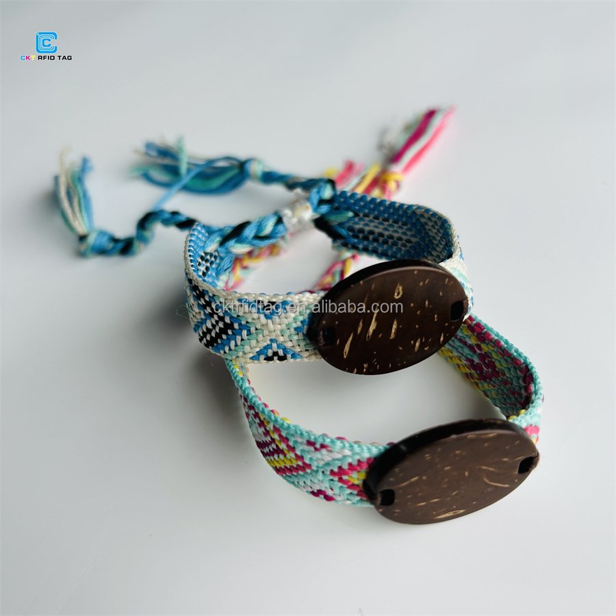 Custom Logo RFID NFC Card Wristband Handmade Cloth Woven RFID Tag Wristbands for Event Festival