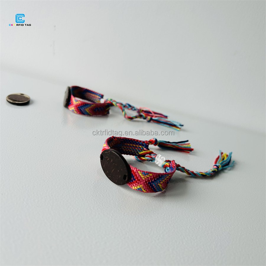 Custom Logo RFID NFC Card Wristband Handmade Cloth Woven RFID Tag Wristbands for Event Festival